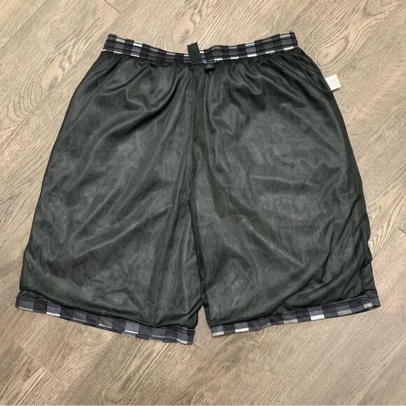 Burnside Shorts Black Gray Plaid Men’s Large Elastic Pull String Fully Lined - Picture 8 of 13